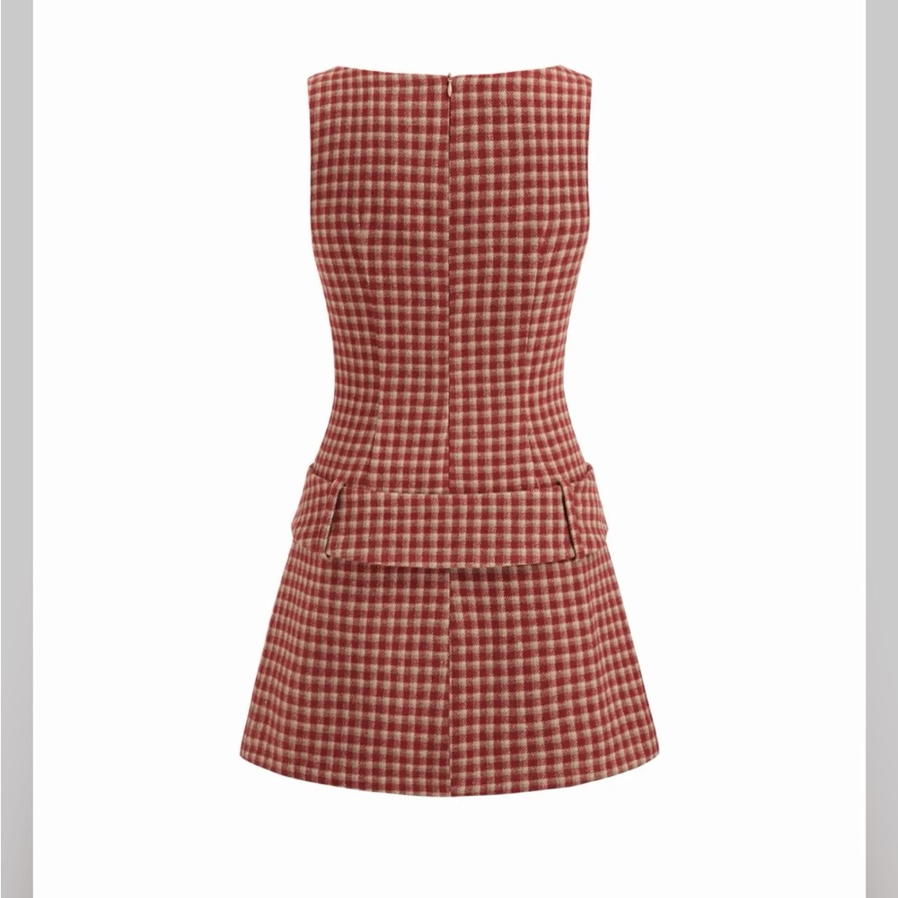 Cider BOAT NECK HOUNDSTOOTH BELTED MINI DRESS S RP-7 - Picture 6 of 8